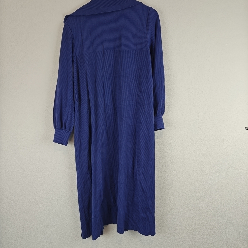 MISOOK Textured Relaxed Ribbed Recycled Knit Duster Cardigan In Blue Size Small - Picture 12 of 15